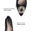 image:imageHee grand Pointed Toe Crystals Shoes for Women Rhinestones Wedding Dress Shoes Bridesmaid Shoes Suede Lightweight Ballet FlatsBlack 55