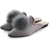 image:imageHee grand Womens Mules Soft Pom Pom Suede Comfortable Slip On Flats Closed Pointed Toe Backless Loafers Mules for WomenGrey 9