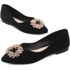 image:imageHee grand Pointed Toe Crystals Shoes for Women Rhinestones Wedding Dress Shoes Bridesmaid Shoes Suede Lightweight Ballet FlatsBlack 55